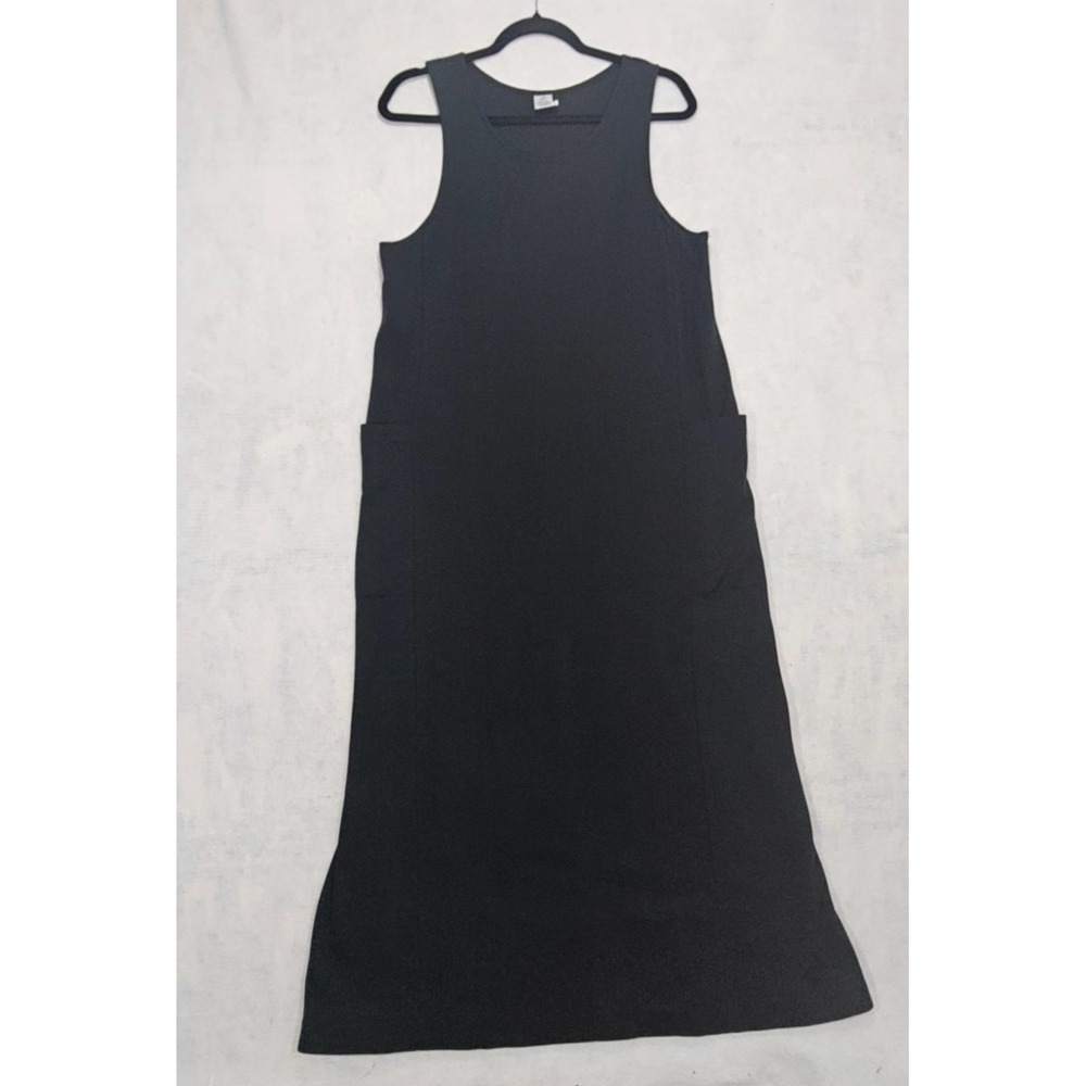 Peruvian‎ Connection Dress Sz M 8 10 Black Jumper Maxi Pockets Long Pima Cotton